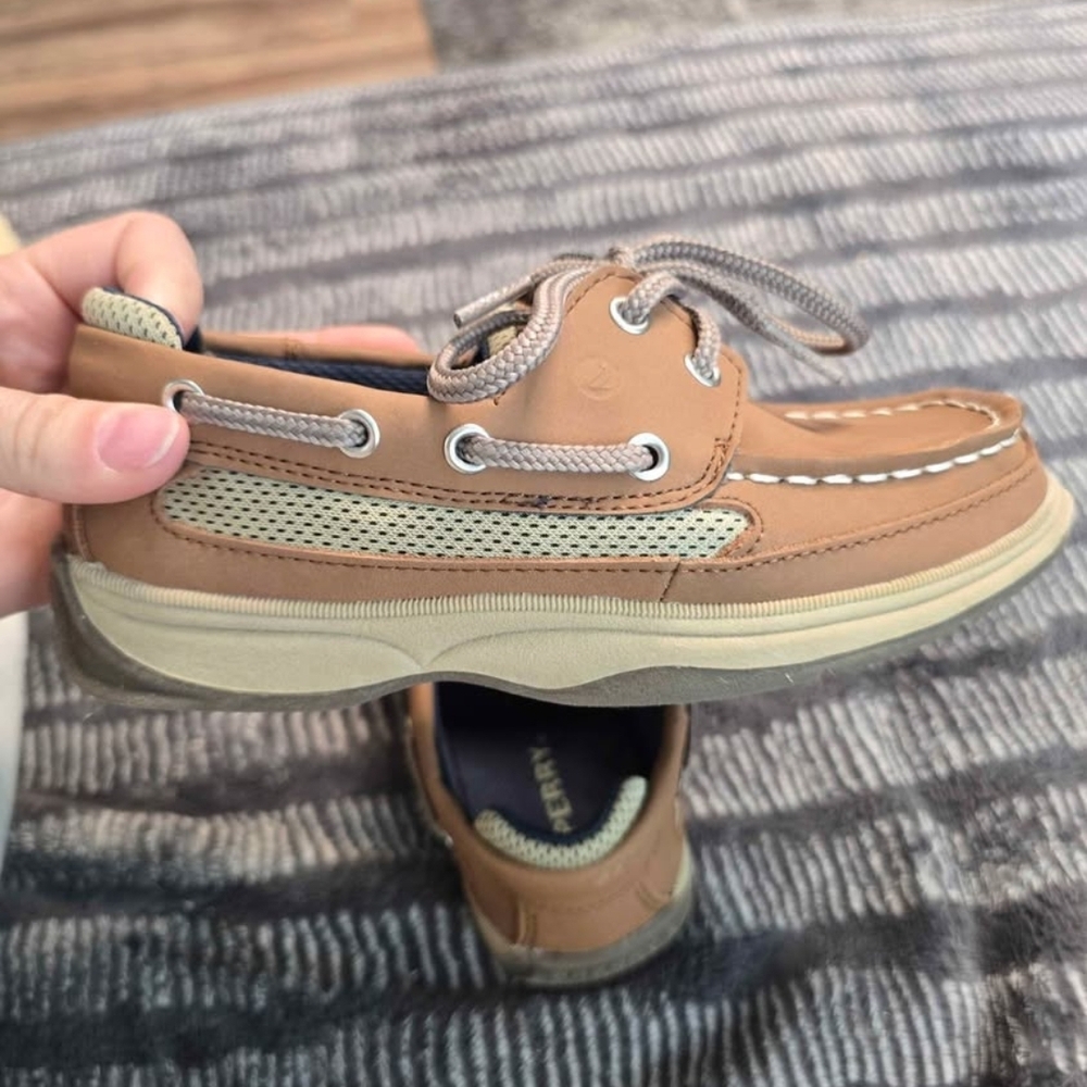 Sperry Tan and Cream Kids Moccasins